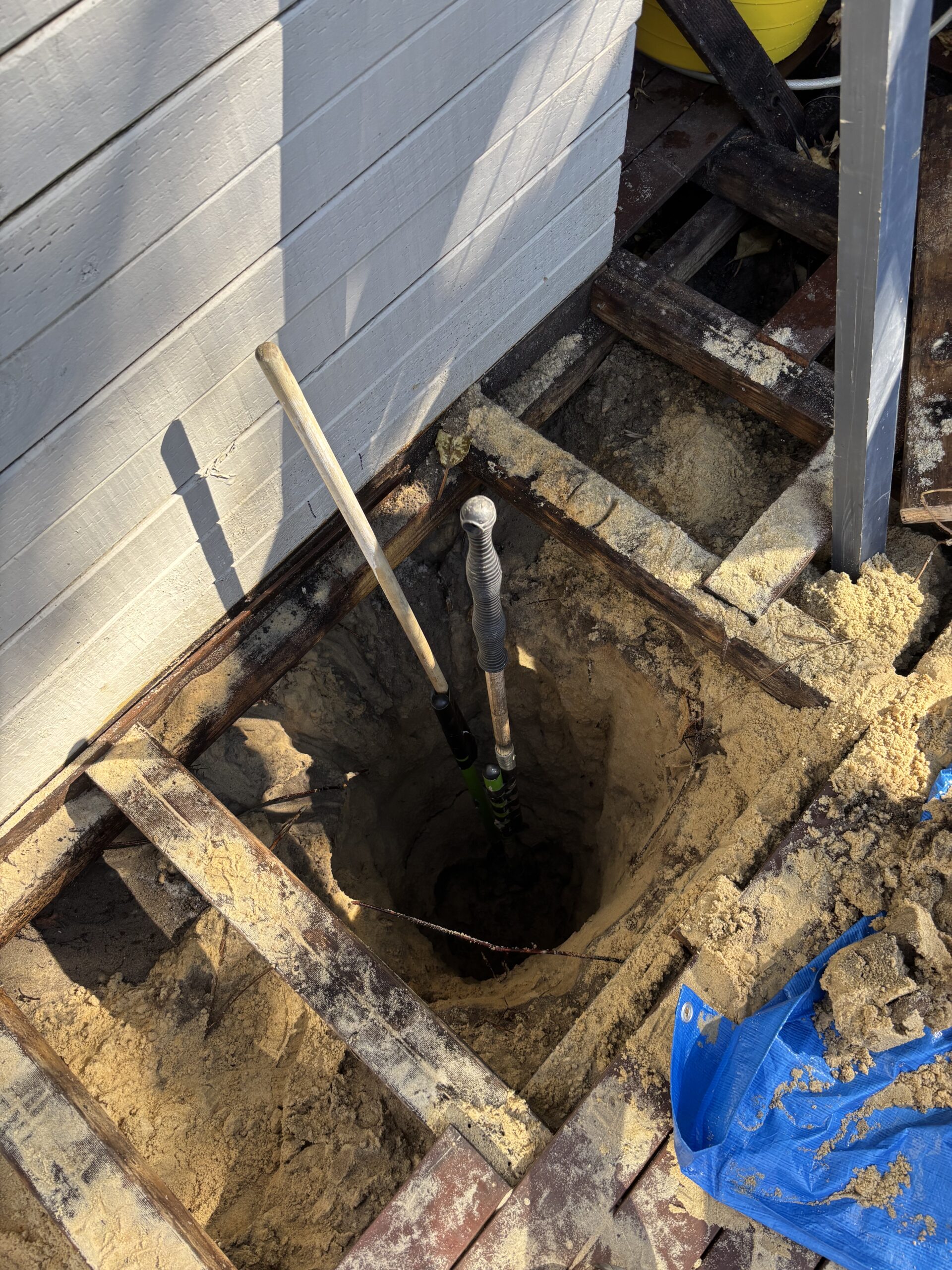 Galvanized steel beams and concrete footings for structural reinforcement of Coogee retaining walls by The Decksmith