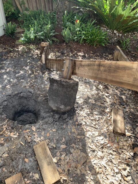 New footings being installed for Ironbark deck in Little Bay
