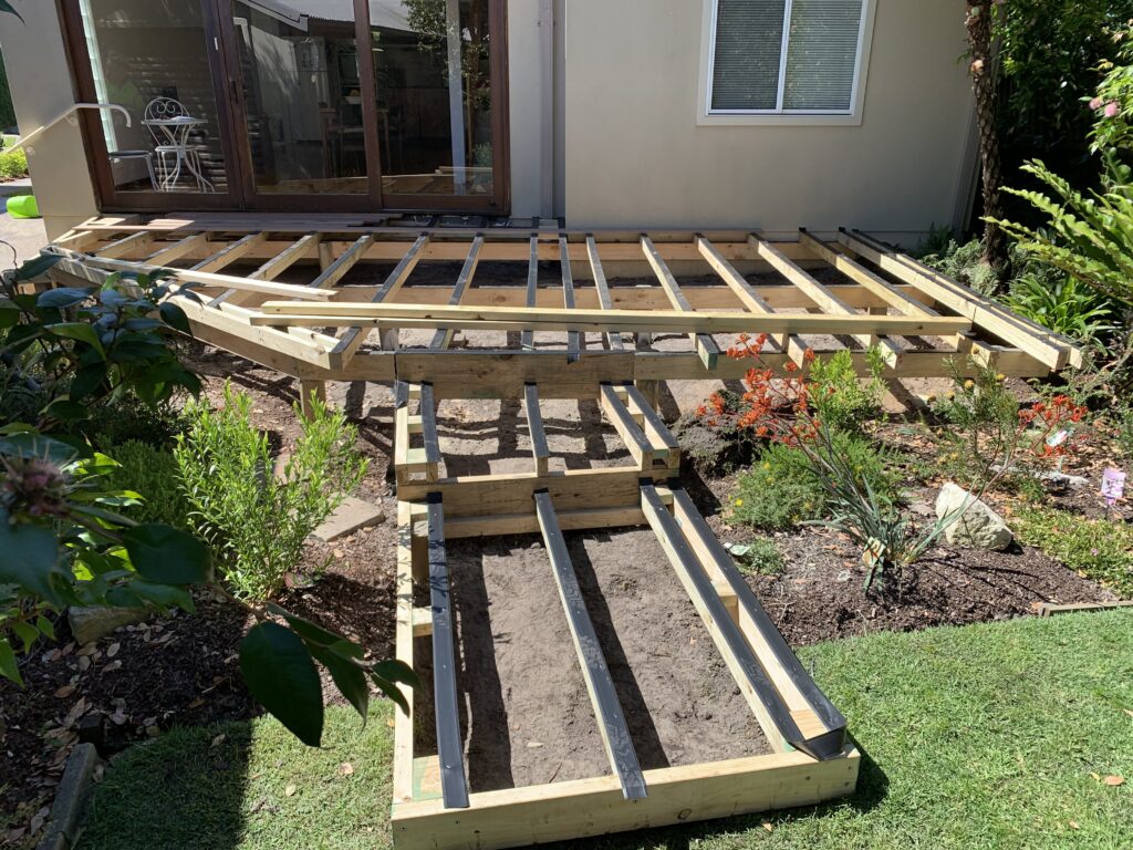Joist protection tape applied to sub-framing on Little Bay Ironbark deck