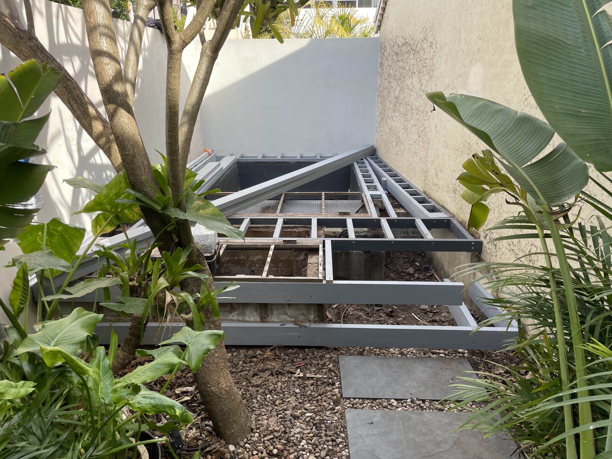 Millboard Lowdeck sliding pool cover Lowdeck framing — low-clearance spa deck in Paddington