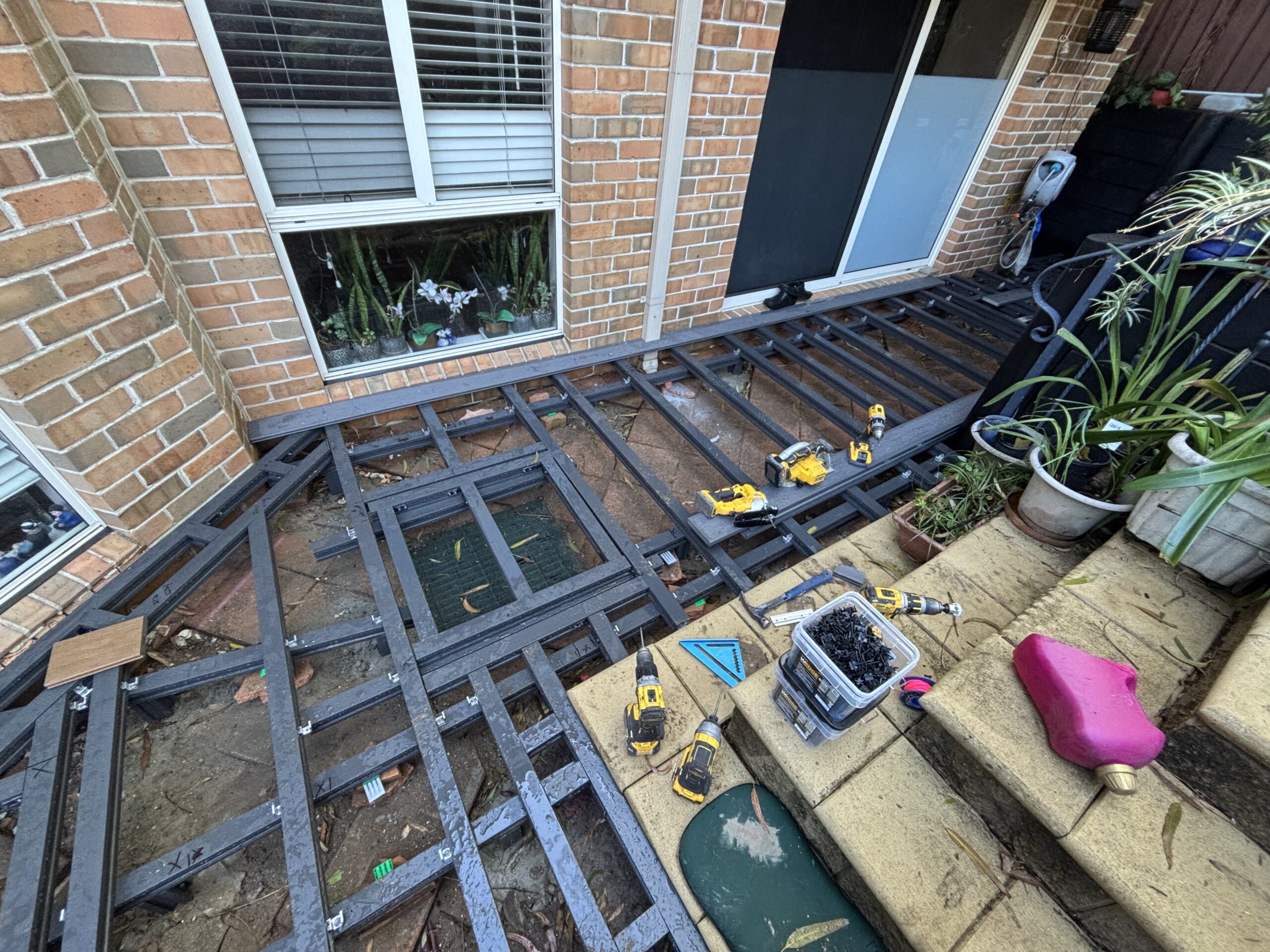 NI Chifley Clickdeck EzGlaze and WoodEvo Clickdeck frame image — Clickdeck aluminium garden deck in Chifley