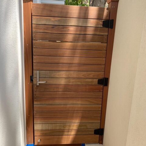 Spotted Gum single security gate with stainless cables