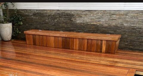 Spotted Gum deck with built-in storage bench seat