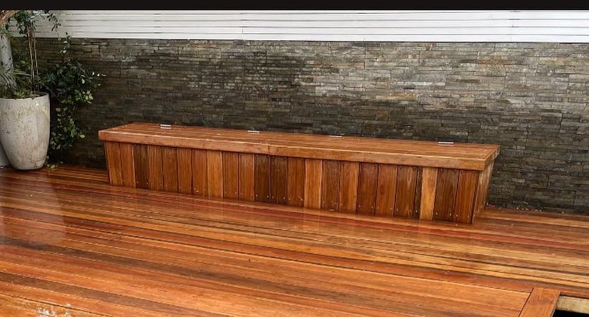 Spotted Gum deck with built-in storage bench seat
