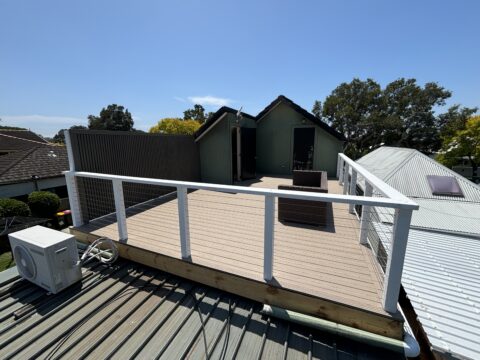 Completed deck balustrade and privacy wall on Mascot rooftop