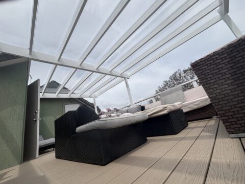 View from completed rooftop deck and pergola, Mascot