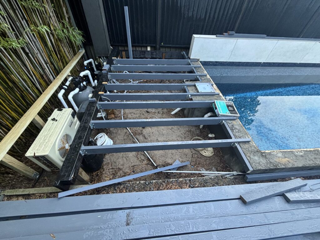The puzzle — how do we hide the pool equipment and retain access — Kingsford