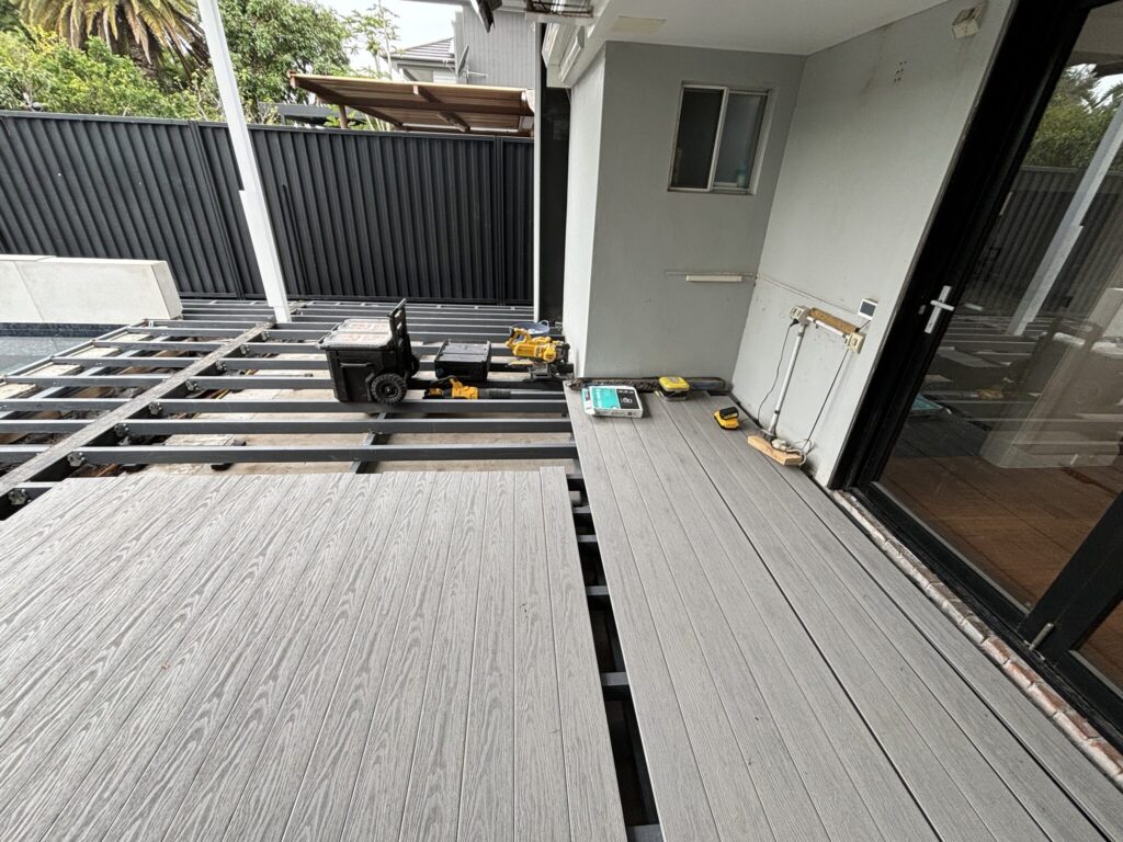 Let the decking commence — WoodEv Advanced Antique Silver in Kingsford