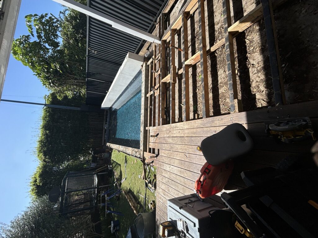Demo begins you can see treated pine framing was used above the slab in Kingsford