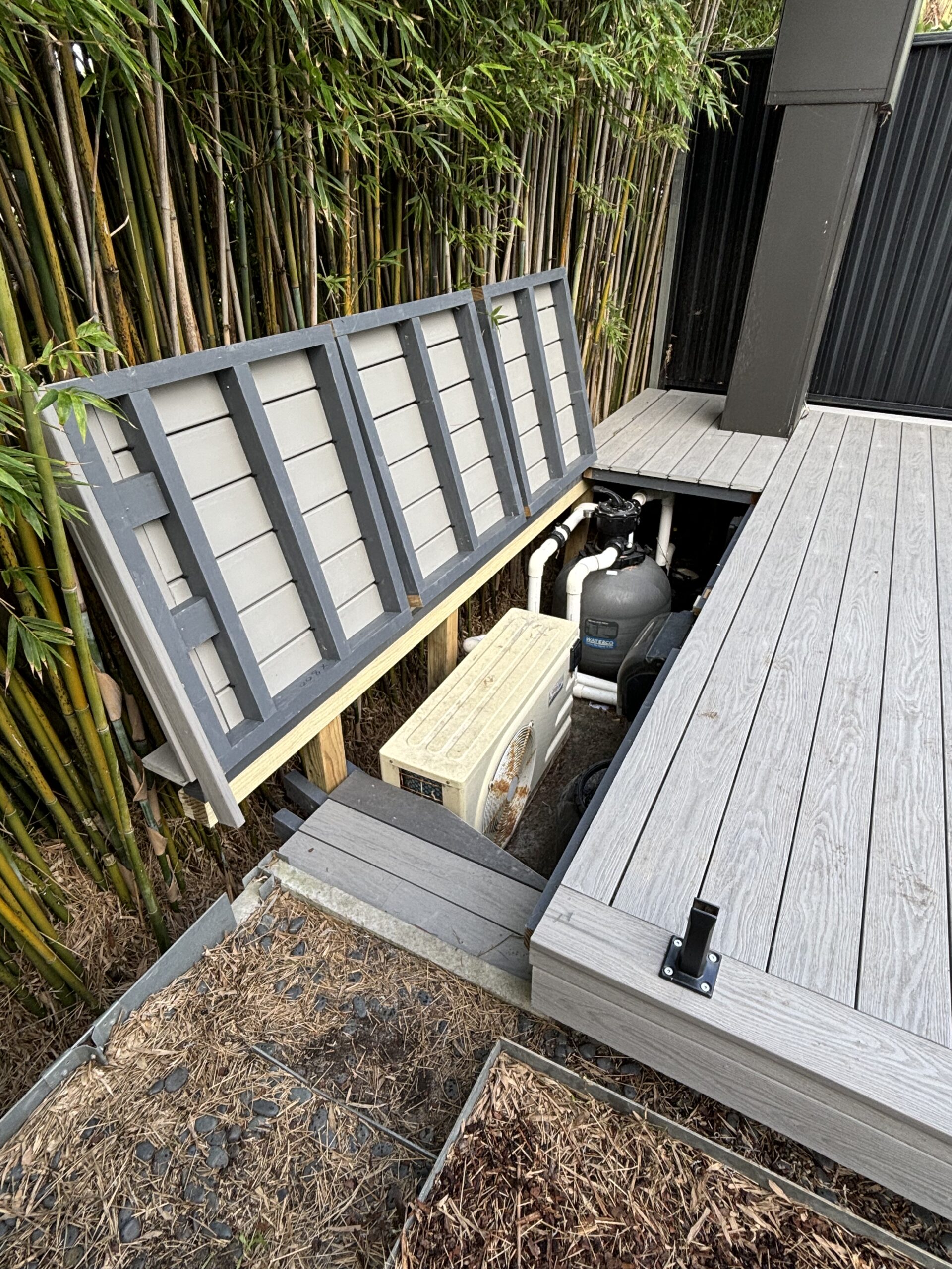 Third stealth hatch open — pool equipment access — Kingsford