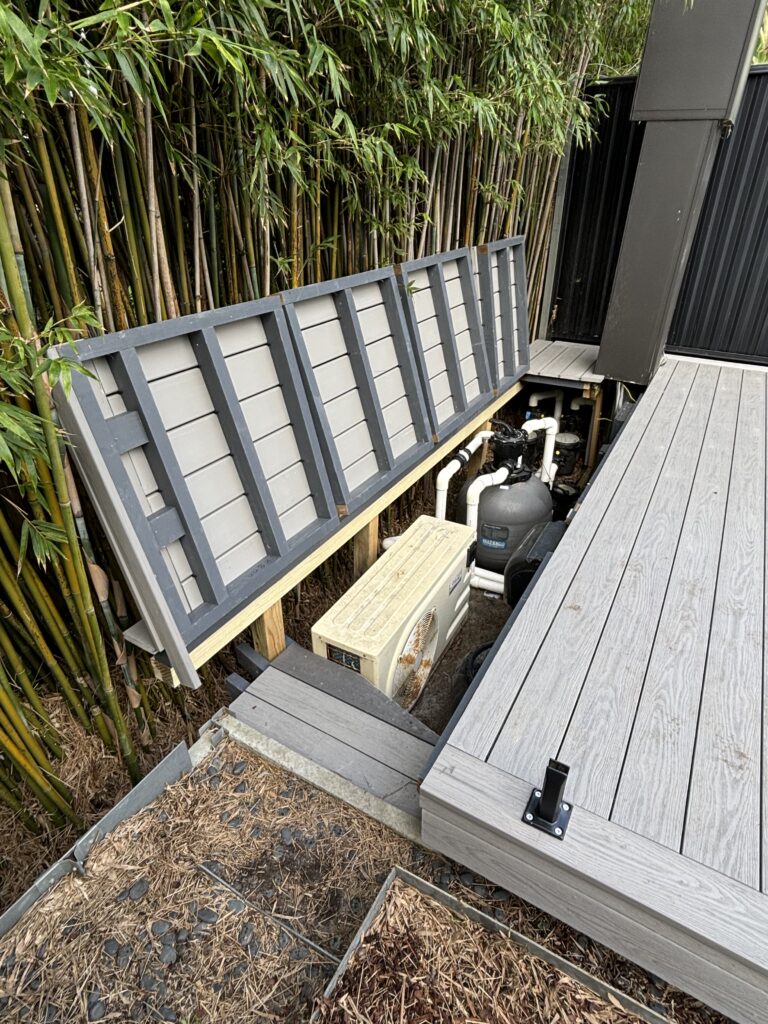 Fourth stealth hatch open — pool equipment access — Kingsford