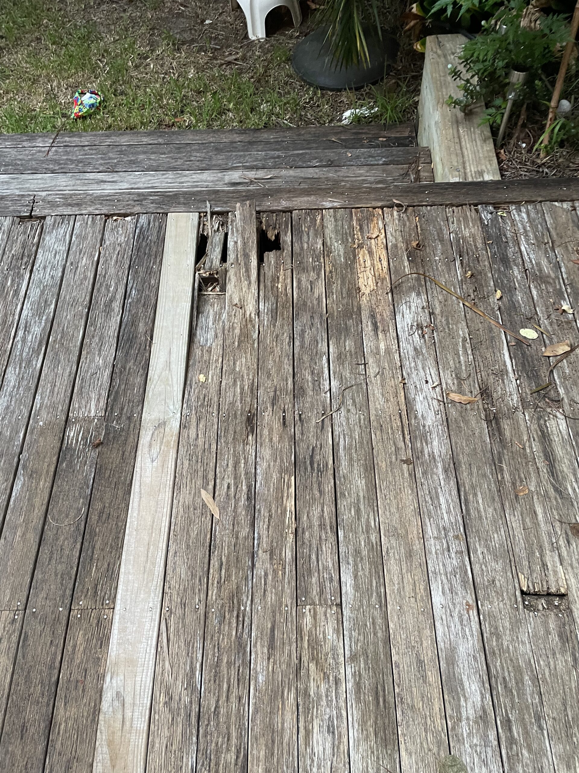 Original rotten timber deck before the build in Bondi Junction