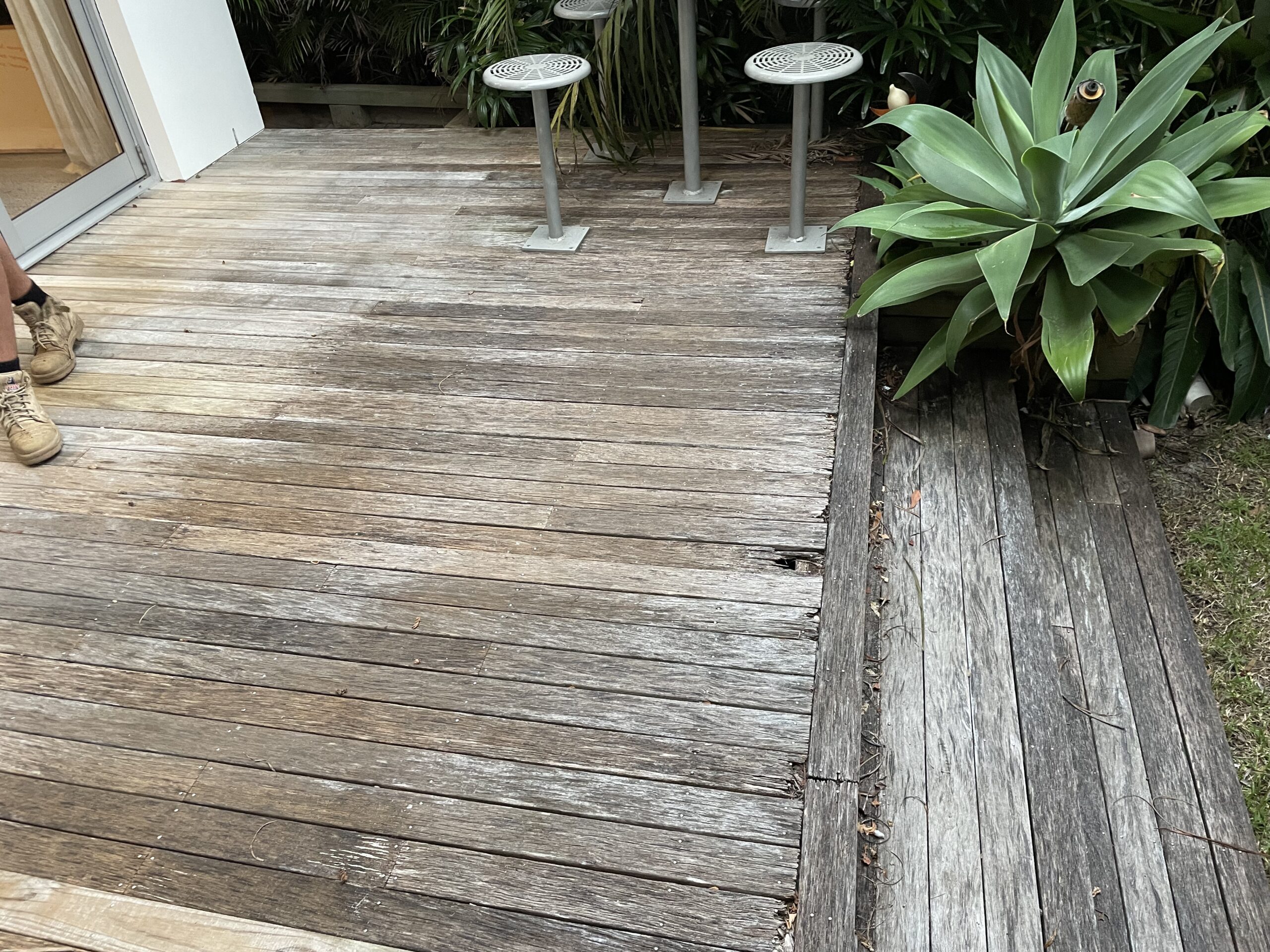 The old deck showing the rot before demolition in Bondi Junction