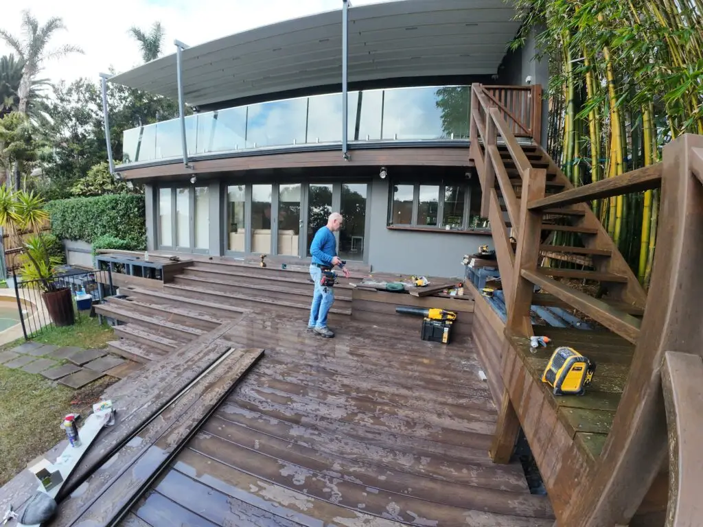 Greg on the finished Millboard deck frame, Vaucluse