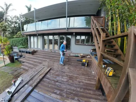 Greg on the finished Millboard deck frame, Vaucluse