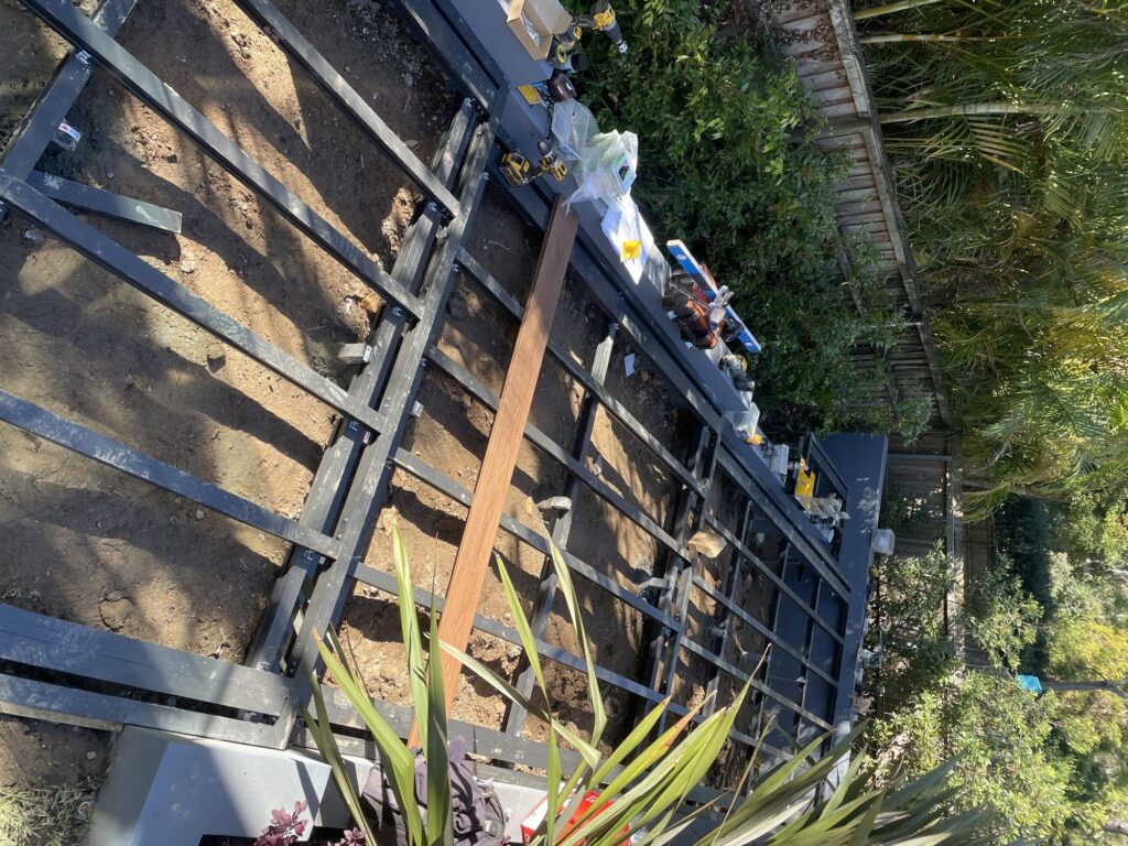 ClickDeck aluminium framing over poorly drained ground with stepped levels, Pymble