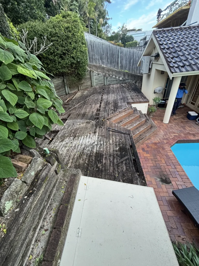 Double Bay rear terrace before the deck replacement