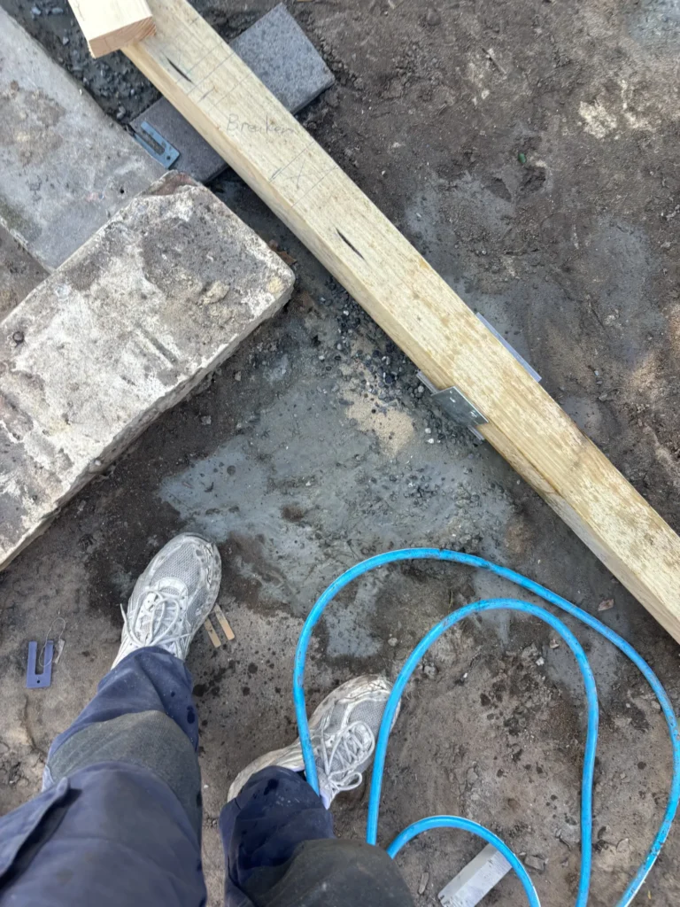 Breaker board marked out on site for the Double Bay stair line