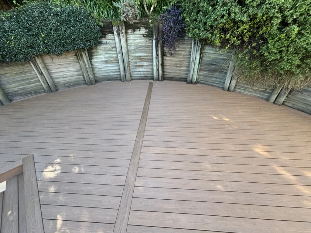 Wide view of the finished curved composite deck in Double Bay