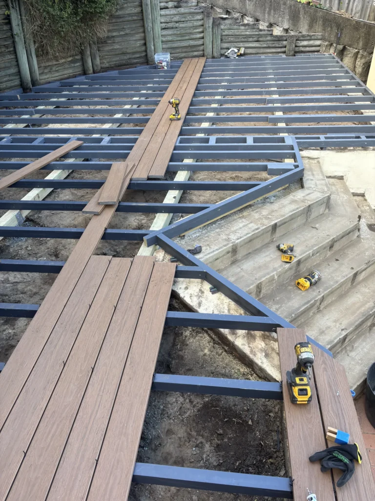 Completed LowDeck aluminium frame before decking, Double Bay