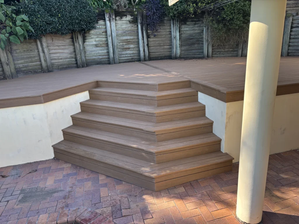Completed Double Bay deck steps viewed from ground level