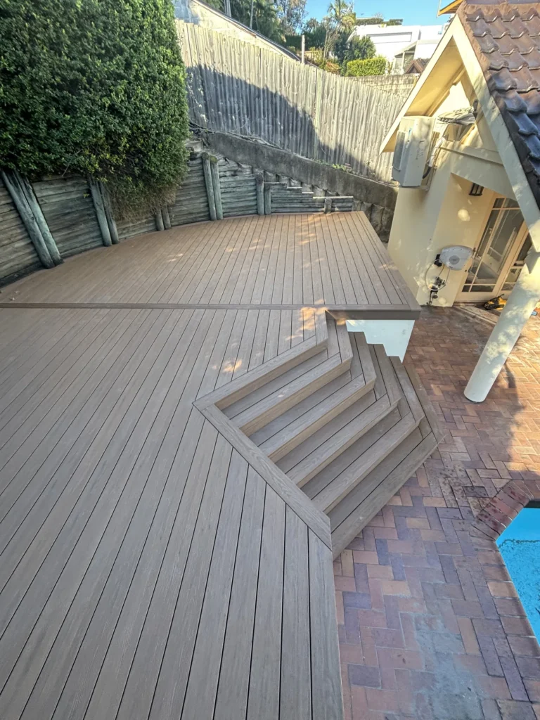 Completed Double Bay deck terrace with the pool below