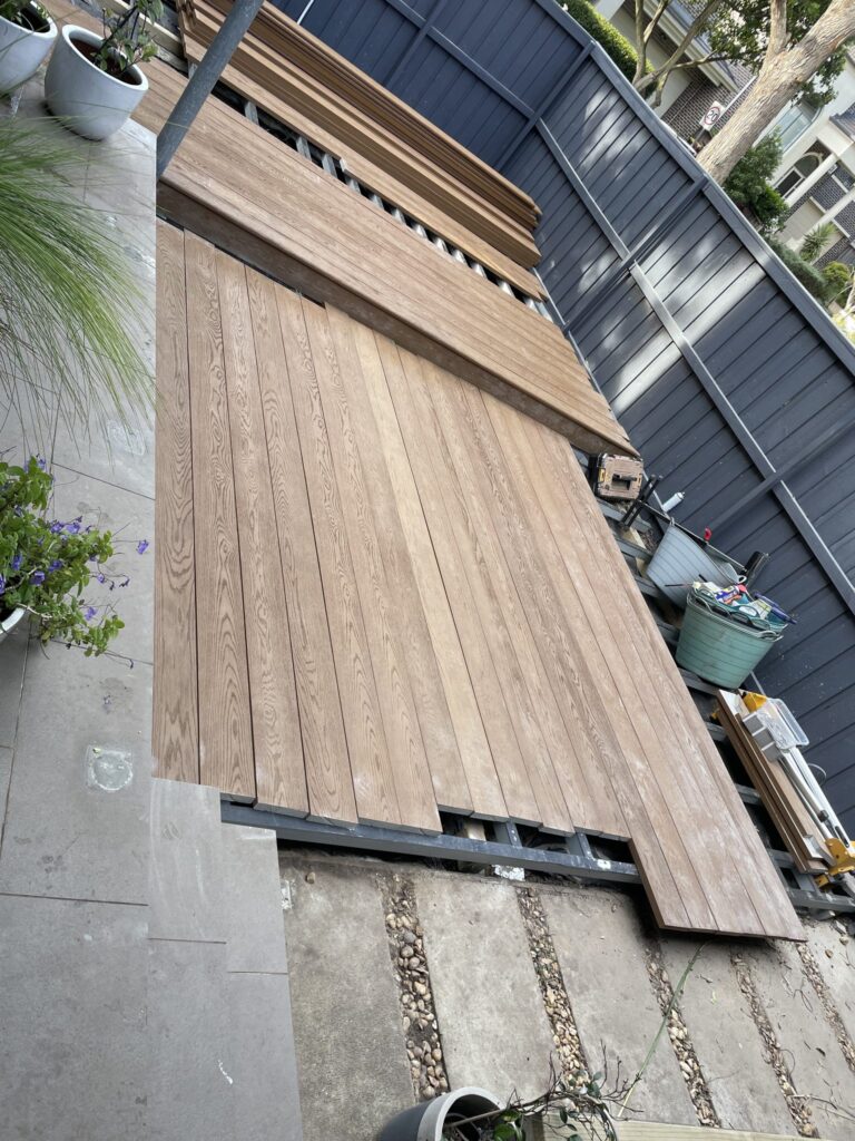 First level of Millboard decking laid over Lowdeck framing in Matraville
