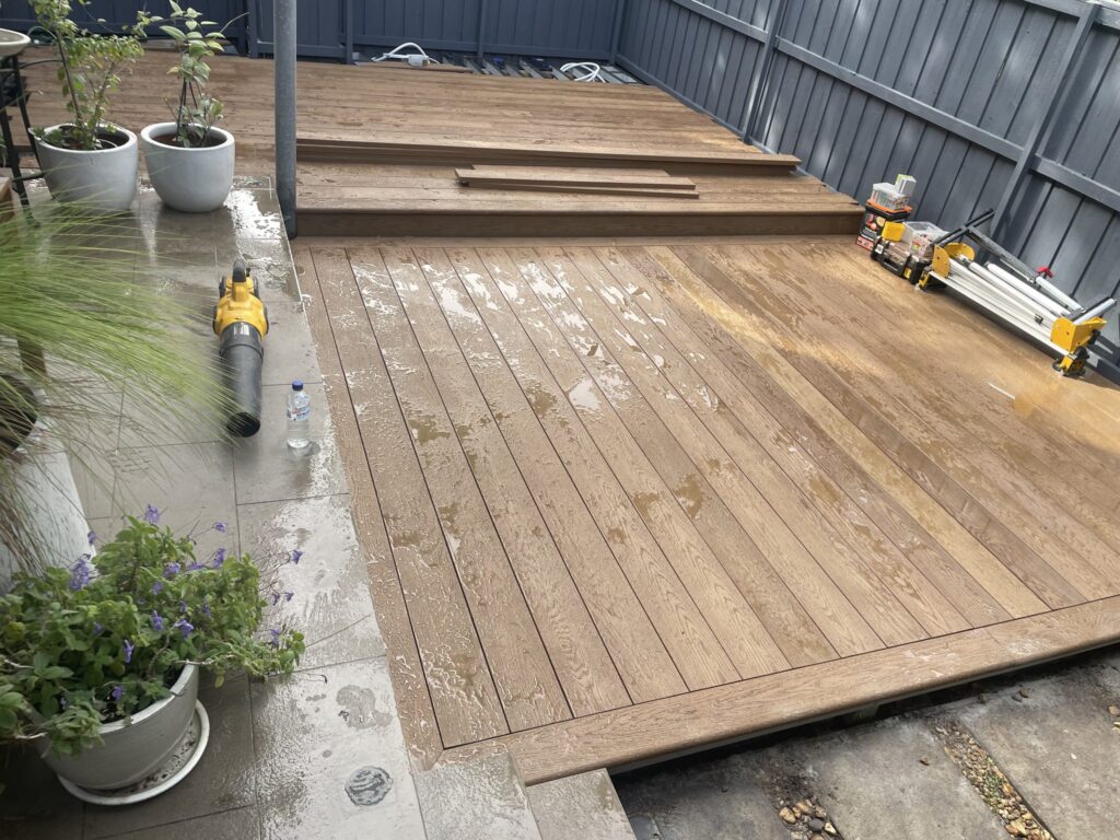 Split-level Millboard deck in Matraville part way through board installation