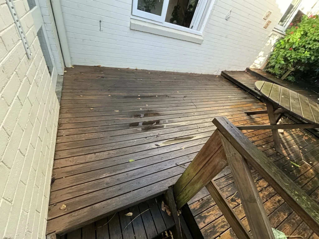 Failing timber deck before replacement, Neutral Bay