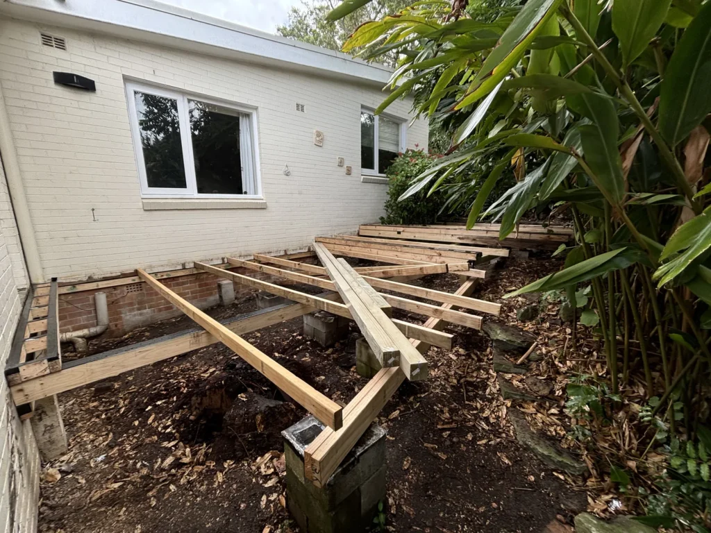 Treated pine framing with H4 bearers on the existing footings, Neutral Bay