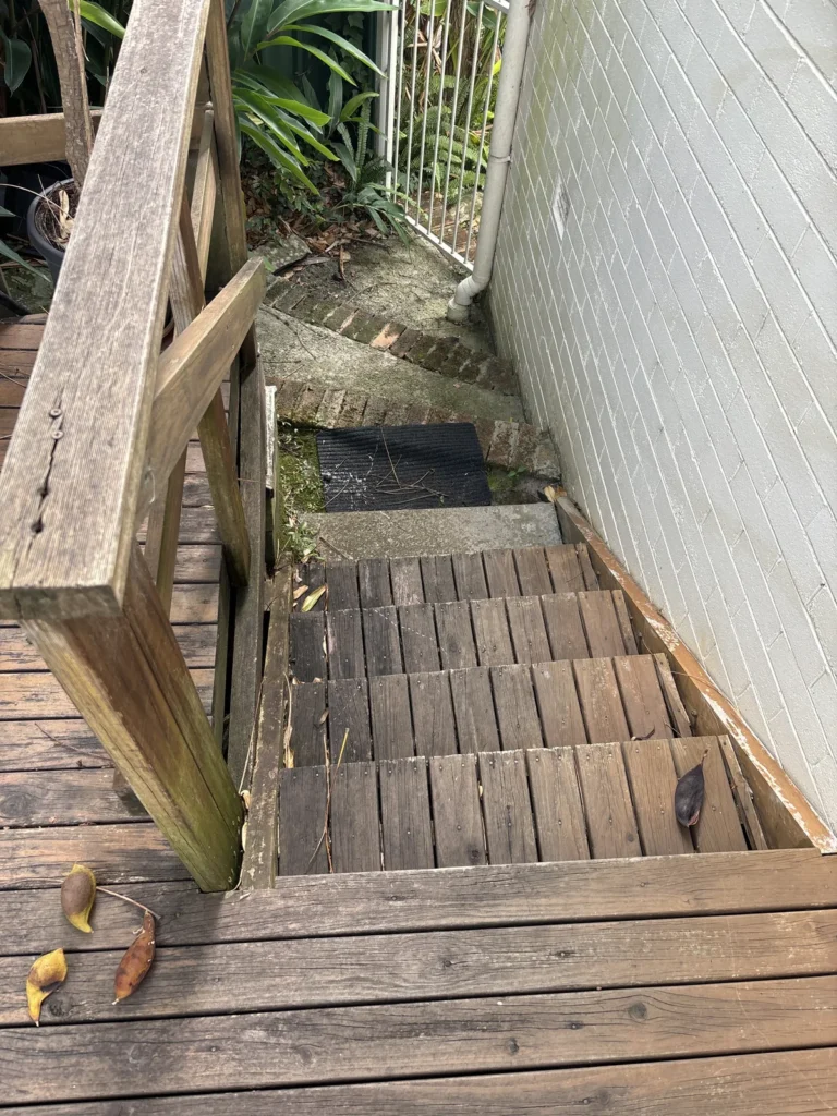 Old timber steps from above before rebuild, Neutral Bay