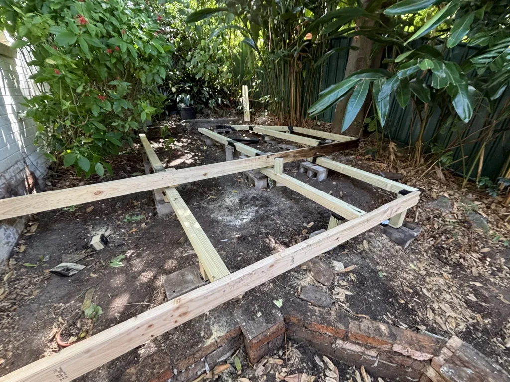Bitumen applied to every cut end of the treated pine framing, Neutral Bay