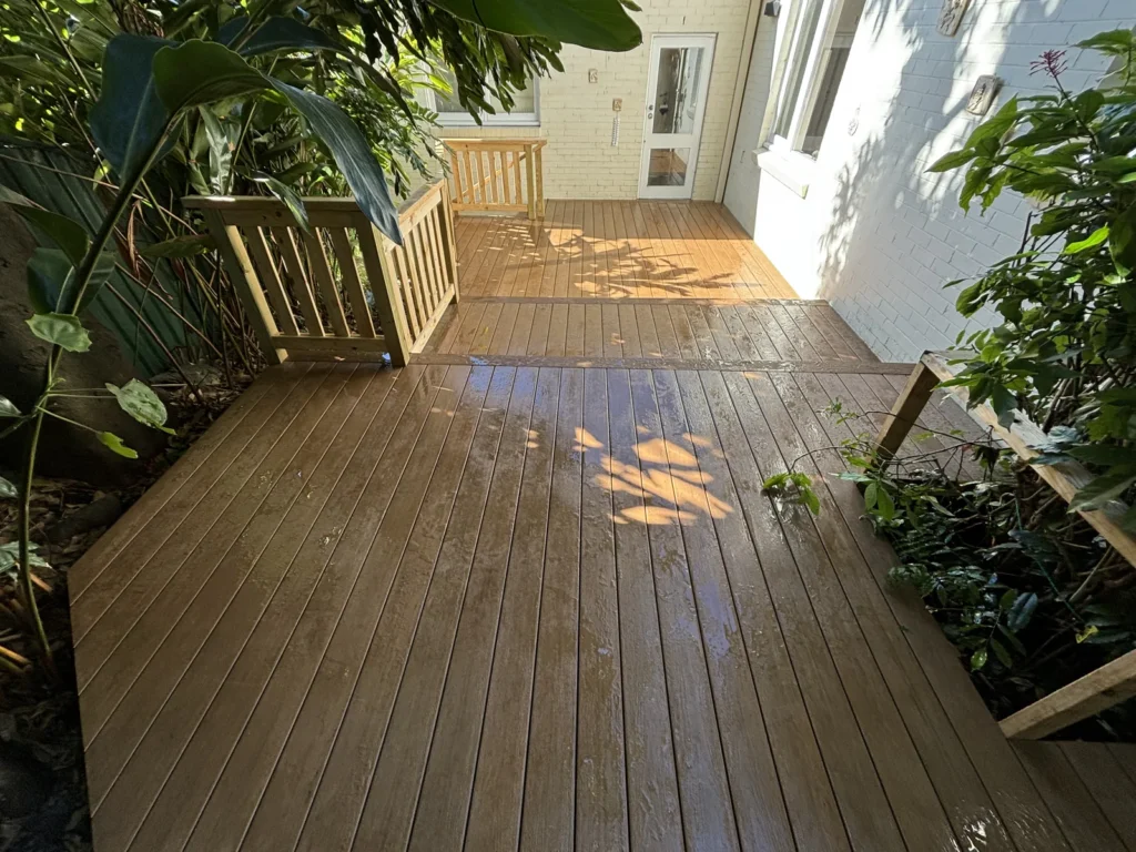 Finished WoodEvo Advanced Oak deck looking south, Neutral Bay
