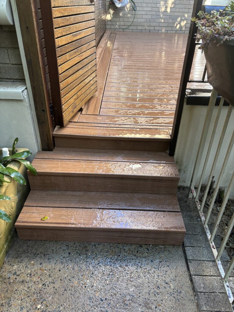 Decked stairs to garden gate in Trex Transcend Tiki Torch on ClickDeck framing, Neutral Bay